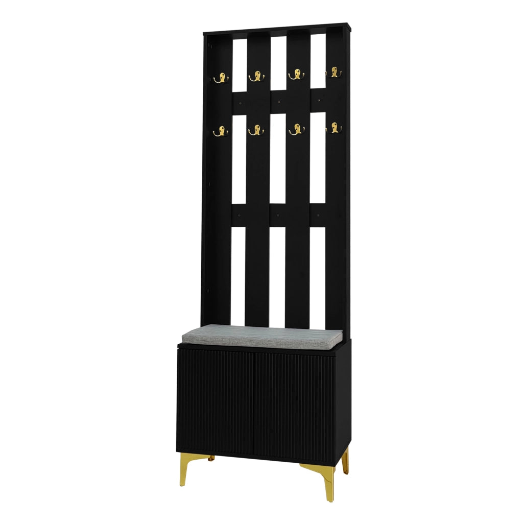 Mobile guardaroba 60,5x35,2x180,5 cm nero in truciolare, con cuscini