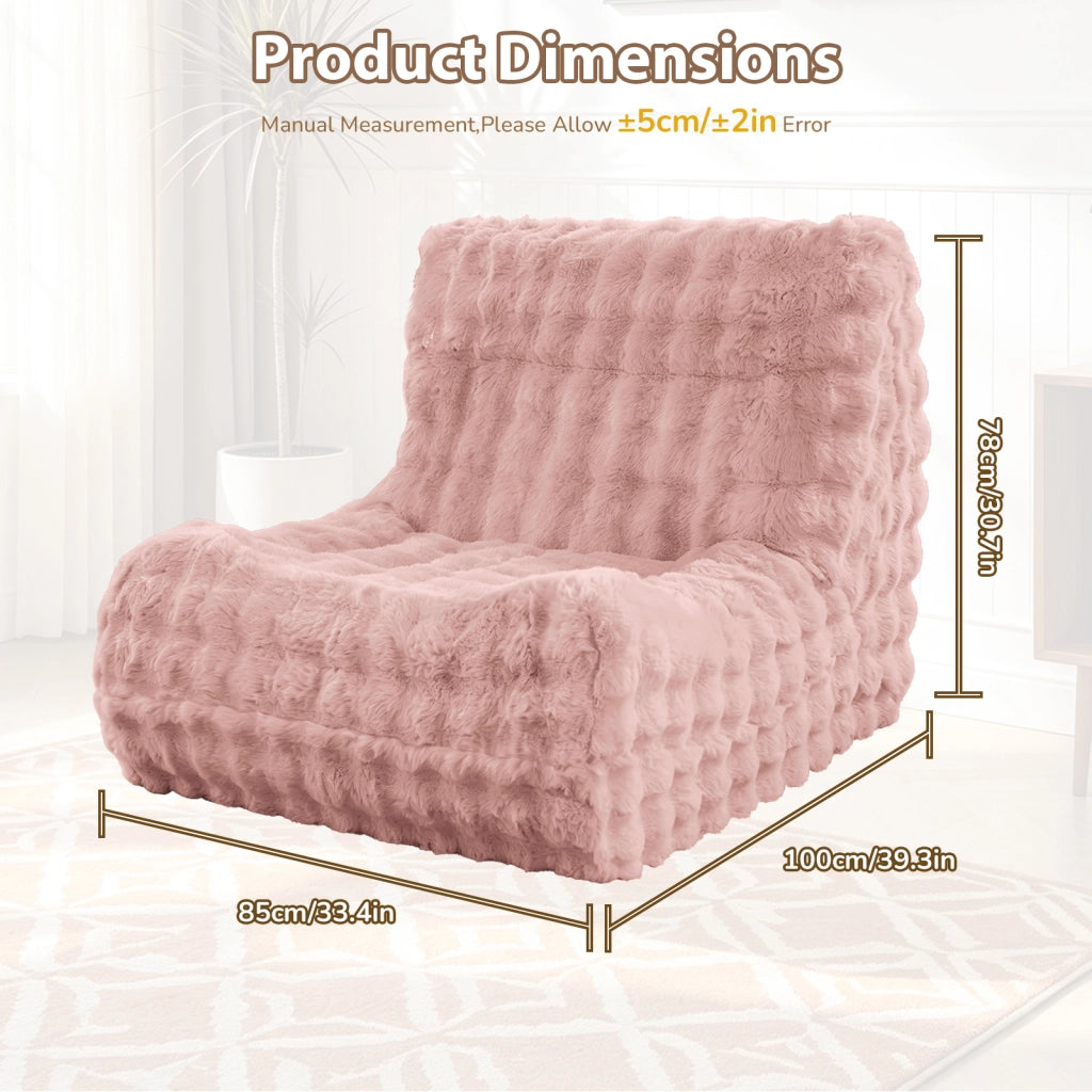 Poltrona pouf a forma di bruco, seduta da pavimento con schienale, in flanella rosa