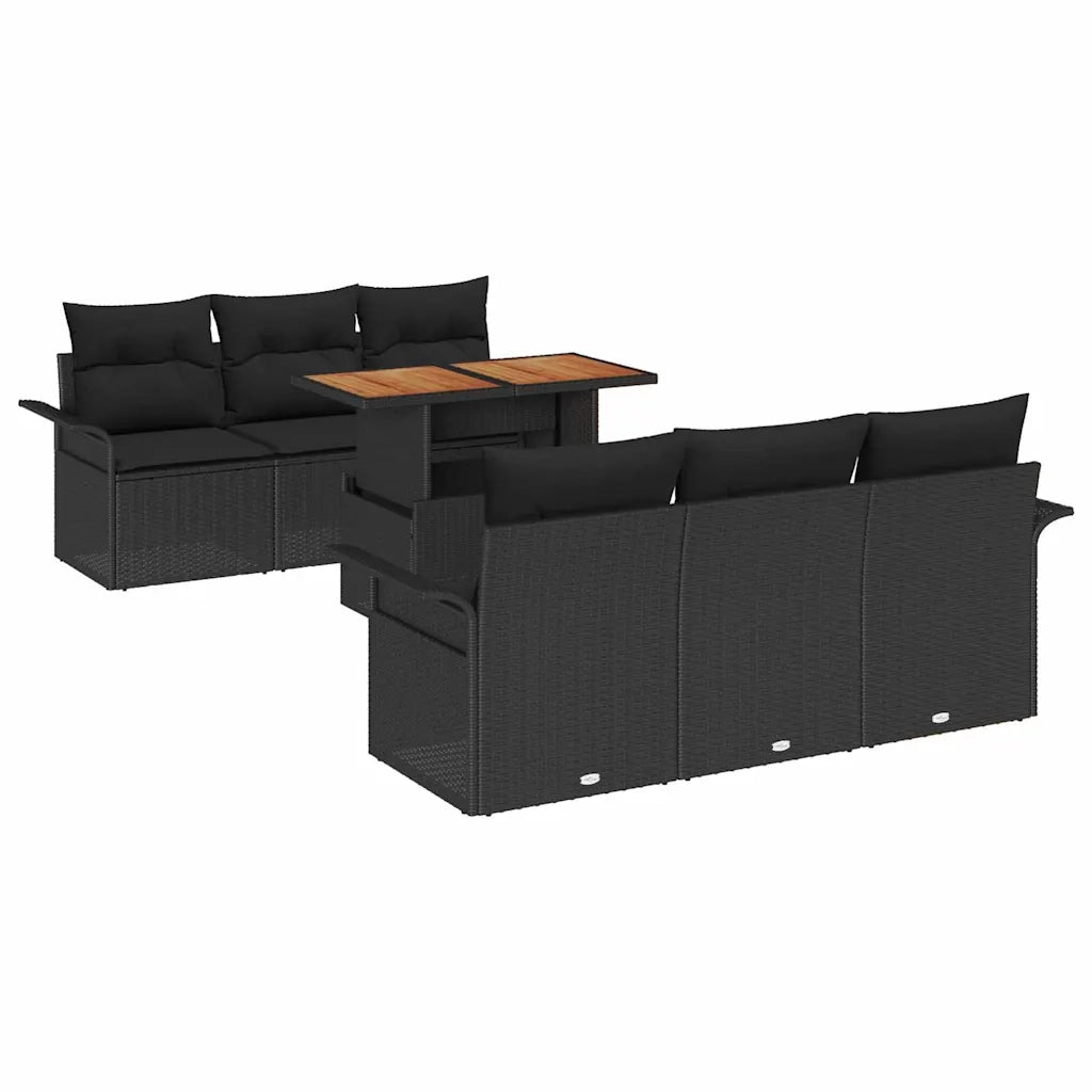 Set Divano da Giardino con archiviazione 7 pcs Nero Poly Rattan