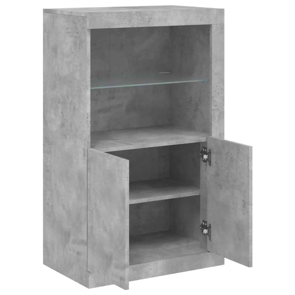 Armadietto con Luci LED Grigio Cemento in Legno Multistrato 836626