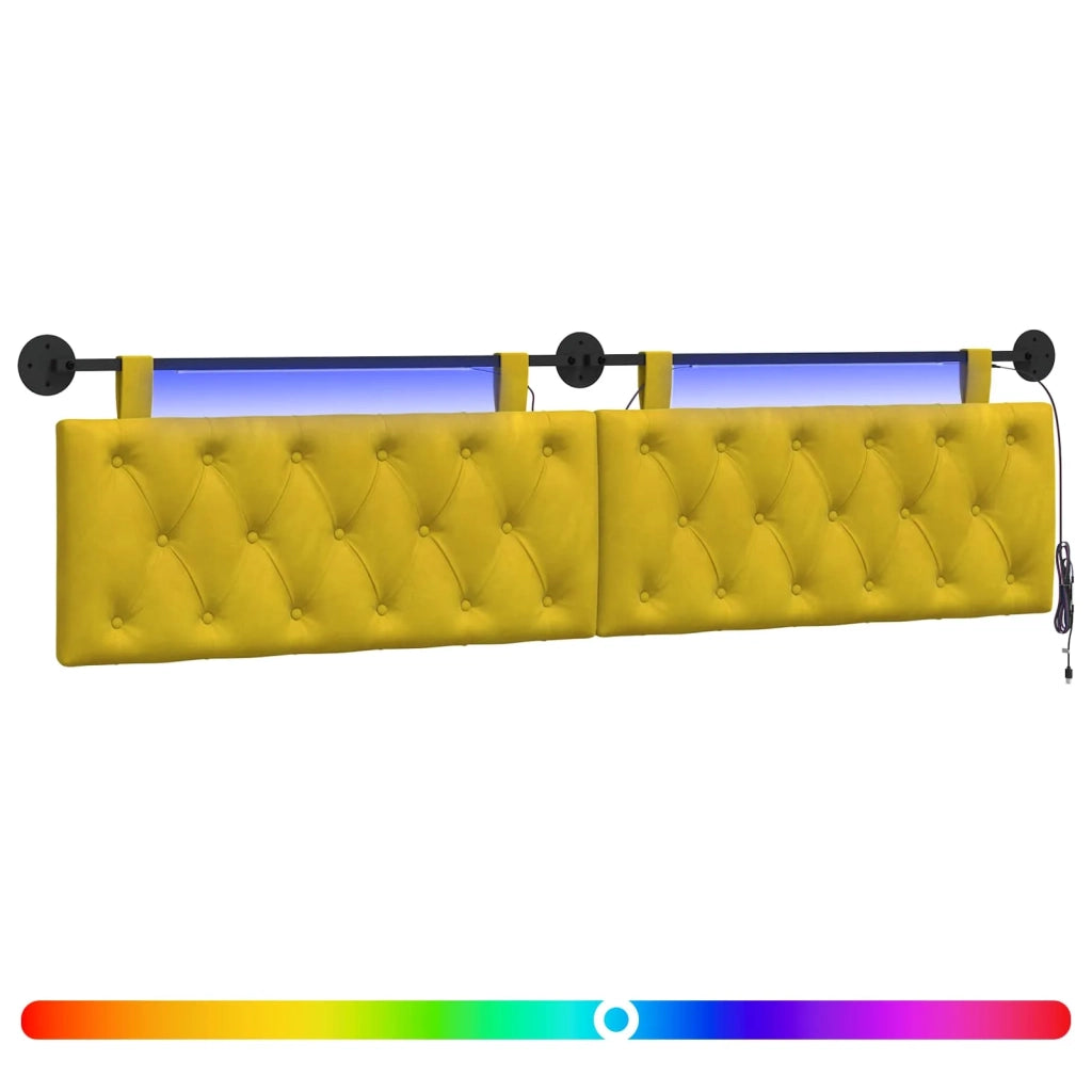 Testiera | Testata sospesa Con luce LED Giallo Velluto