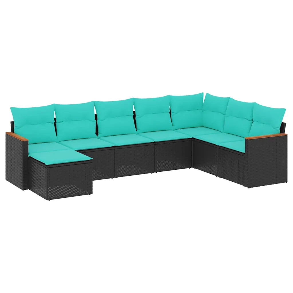 Set Divani da Giardino 8 pz con Cuscini Nero in Polyrattan 3226246