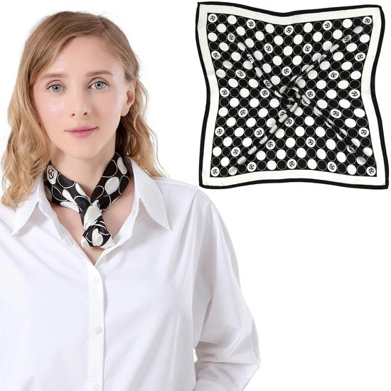 Sciarpa Donna in Tela 100% Seta a Righe Bianche e Nere