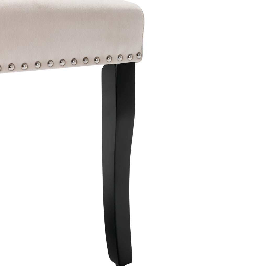 Set di 2 sedie da pranzo in velluto beige con gambe in rovere e schienale capitonn¨¦