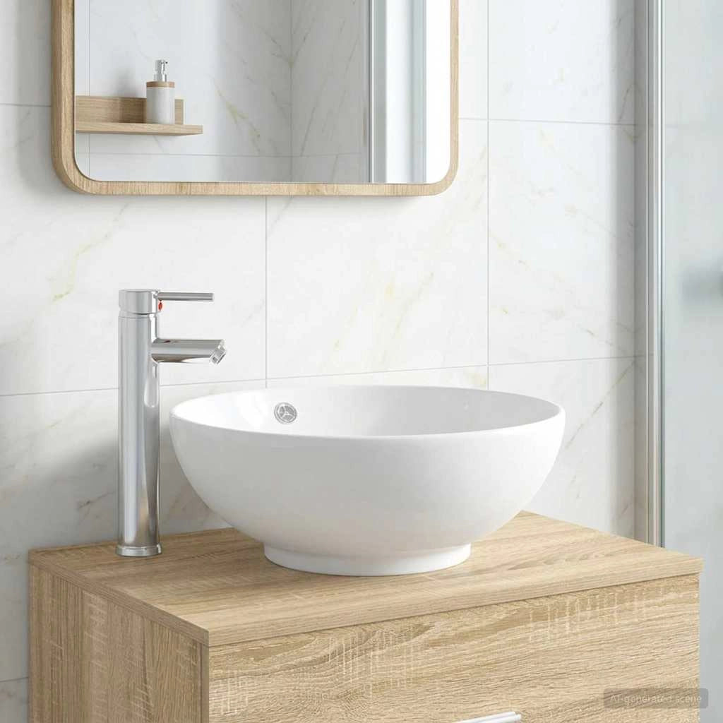 Lavabo con rubinetto e scarico Cromato 44 x 44 x 16 cm Ceramica 890246