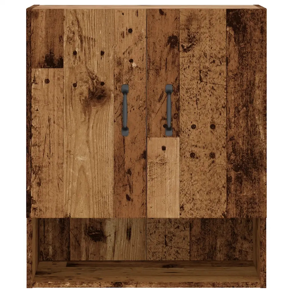 Mobile contenitore decorativo a parete 60 x 31 x 70 cm legno composito finitura effetto legno anticato 02_0051021