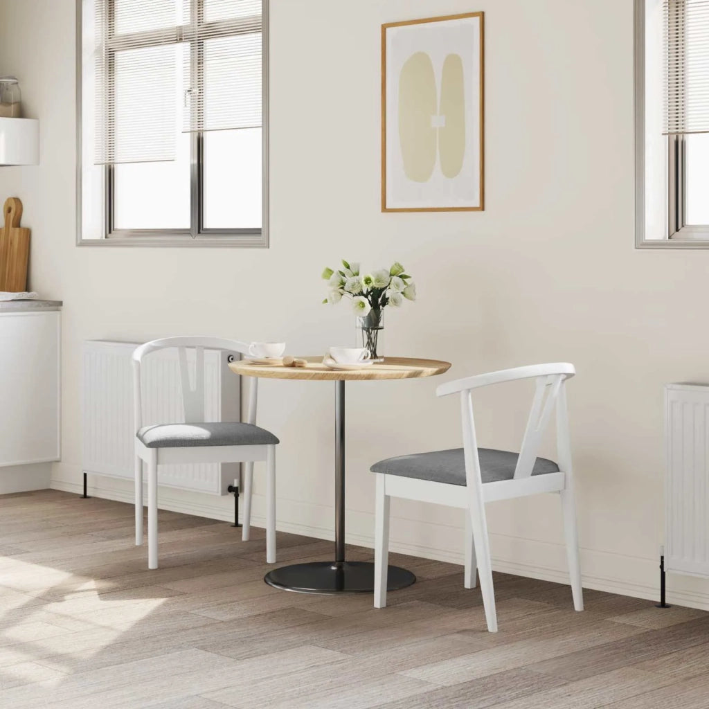 Sedia da pranzo 2 pz | Sedie da cucina Bianco e Grigio Legno di gomma solido