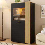 Mobile Organizer con Luci LED 16 Colori e Ripiani ¨C MINIMAL ¨C Bianco, Ante con Vetro