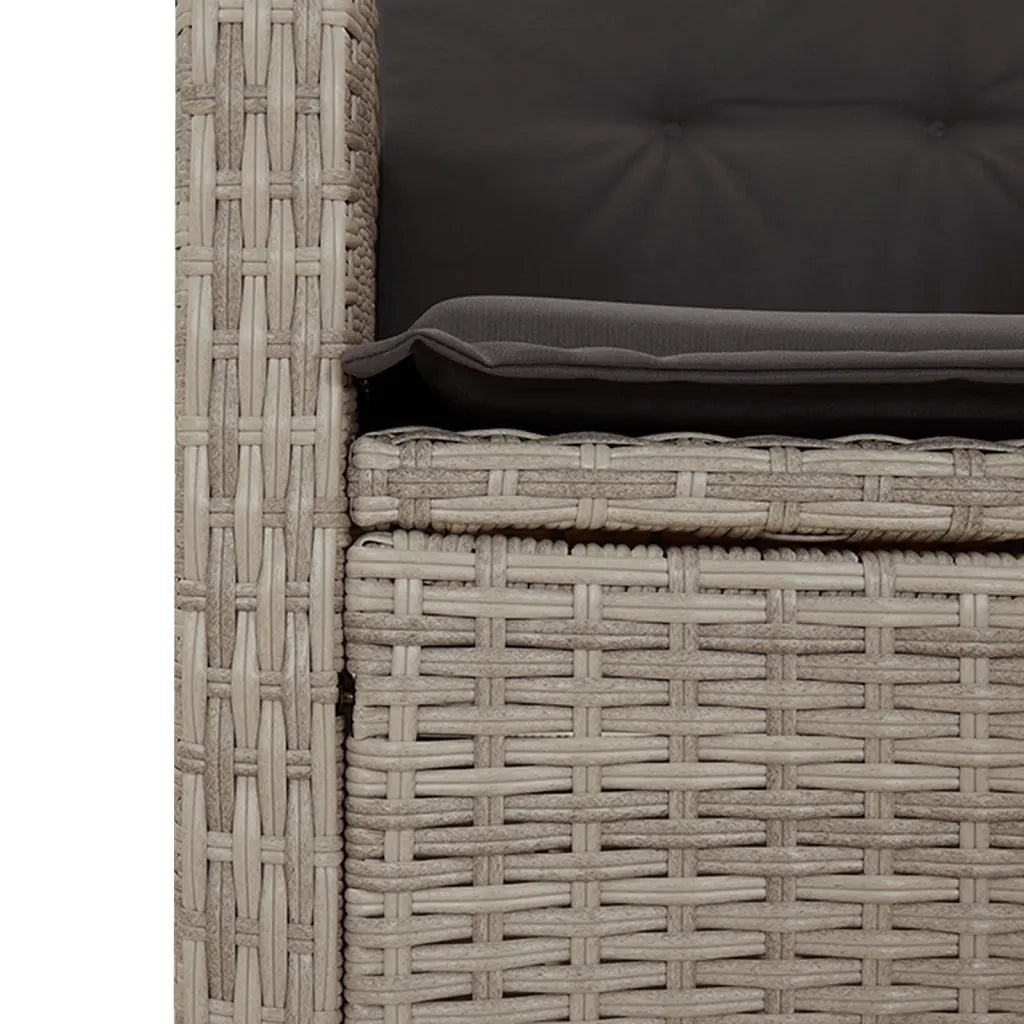 Set Pranzo da Giardino 3pz con Cuscini Grigio Chiaro Polyrattan 3213274