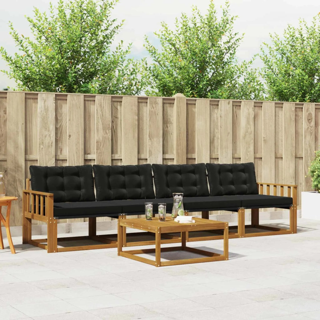 Set di divani da esterno con cuscino 5 pcs Naturale e Nero 3369167
