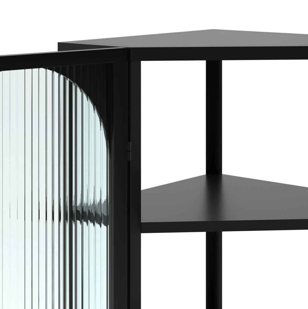 Mobile pensile da parete 56x40x105 cm con 4 ripiani in metallo e vetro temperato nero