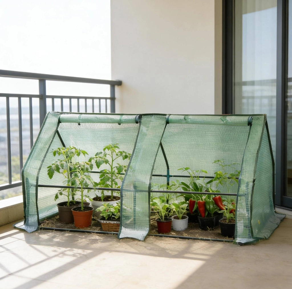 Serra da giardino in PE verde 180x90x90 cm