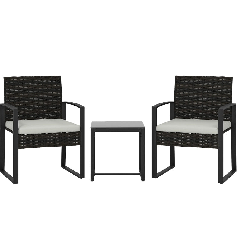 Set patio per 2 con 2 poltrone e tavolino; cuscini sfoderabili; crema grigio