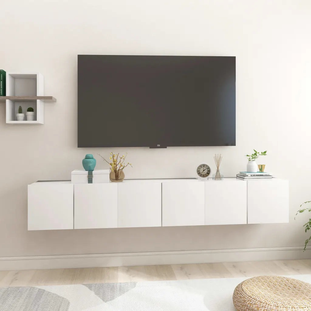 Mobili Porta TV Pensili 3pz Bianchi 60x30x30 cm 804510