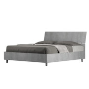 Letto Matrimoniale 160x190 cm con Rete e Contenitore Testata Inclinata Demas Cemento