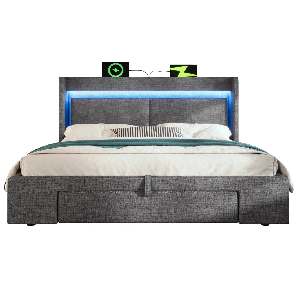 letto imbottito lino grigio 140x200 cm
