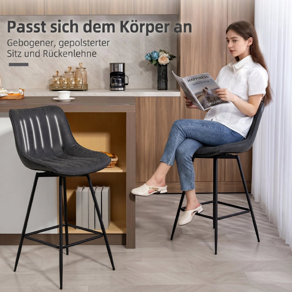 Set di 2 sgabelli da bar con schienale girevoli ¨C Minimal ¨C Nero 68 cm