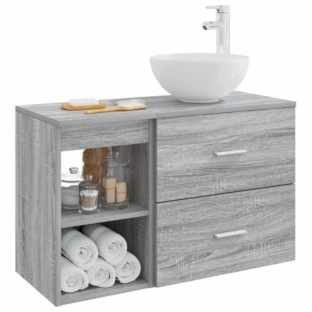 Set di mobili per il bagno 2 pz Sonoma grigio 3403869