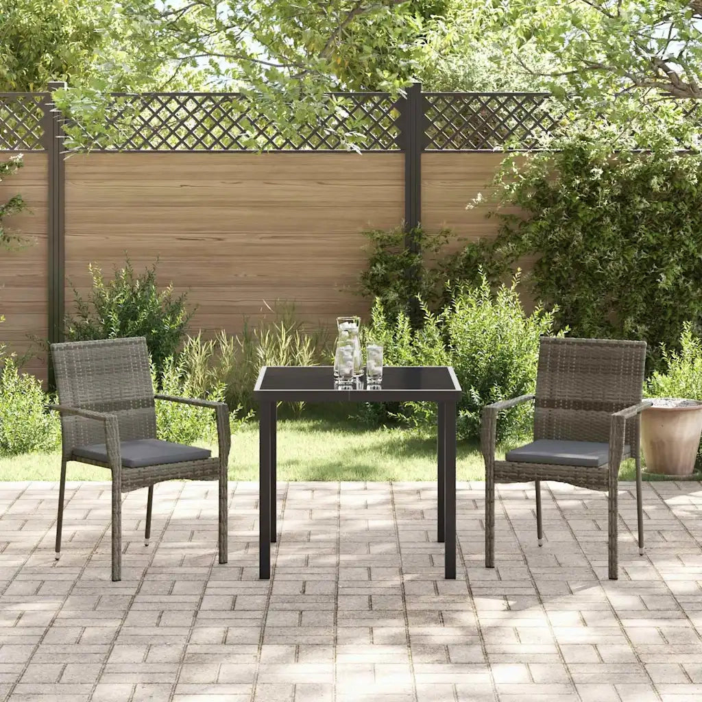 Set da Pranzo per Giardino 3 pz Grigio polyrattan 3380092