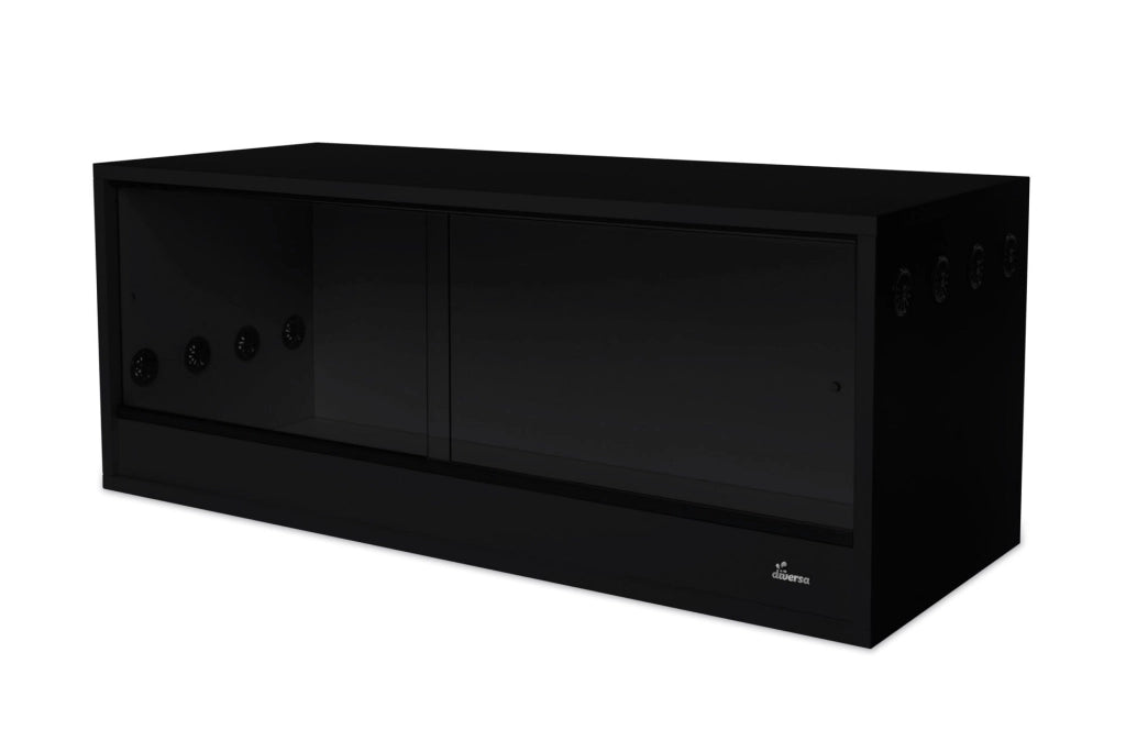 Diversa terrario in legno nero 100x40x40h - con sportelli scorrevoli in vetro
