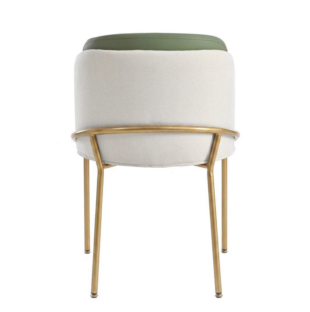 Sedia da pranzo, seduta 44,5 x 50,8 cm, beige verde e oro, metallo e legno, piedini regolabili