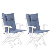 Cuscini di ricambio per sedie da esterno Set 2 cuscini imbottiti spessi in tessuto blu resistenti ai raggi UV