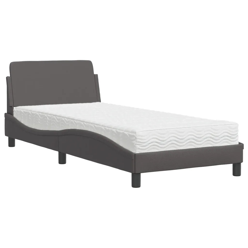 Letto con Materasso Dover Grgio 80x200 cm in Similpelle