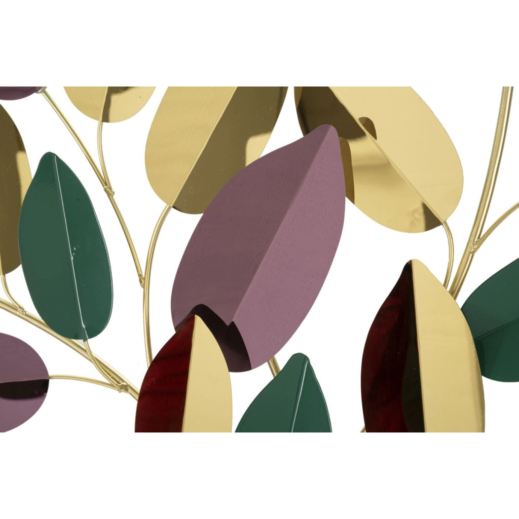 Decorazione in Metallo 3D Foglie, Multicolore, Metallo, 81,9x3,8x97 cm