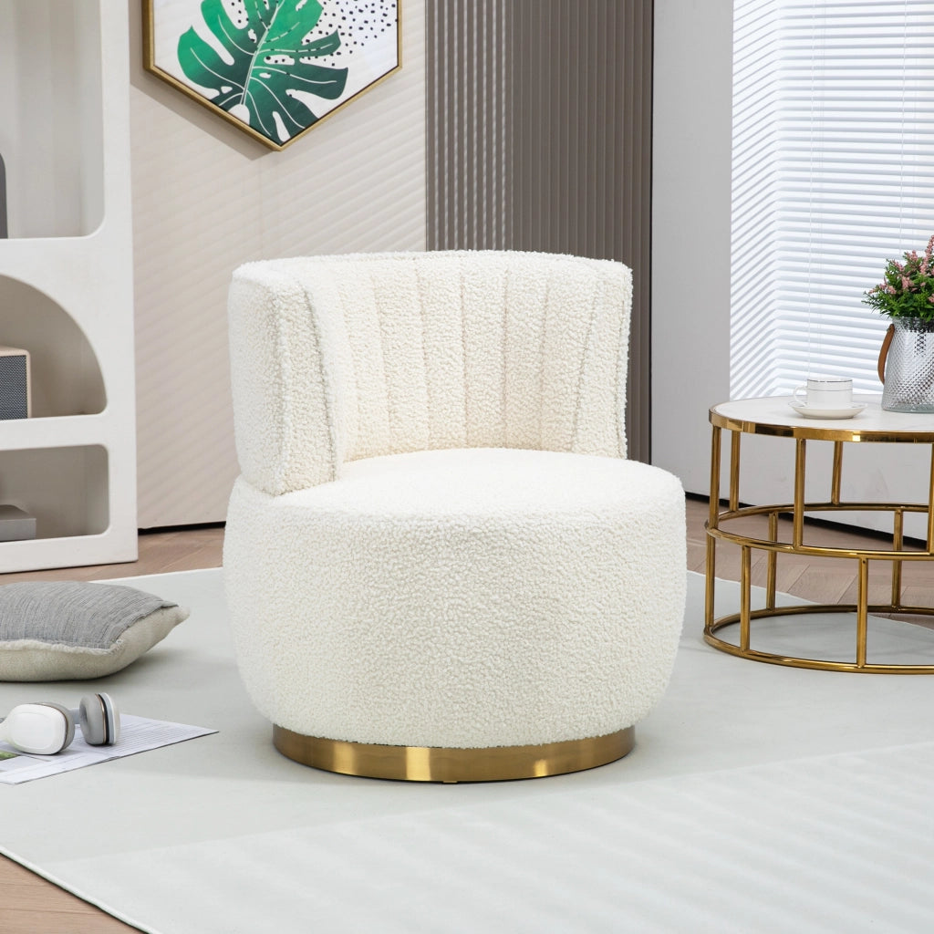 Poltrona Girevole 360¡ã in Velluto ¨C MINIMAL ¨C Bianco, Design Moderno per Soggiorno e Camera