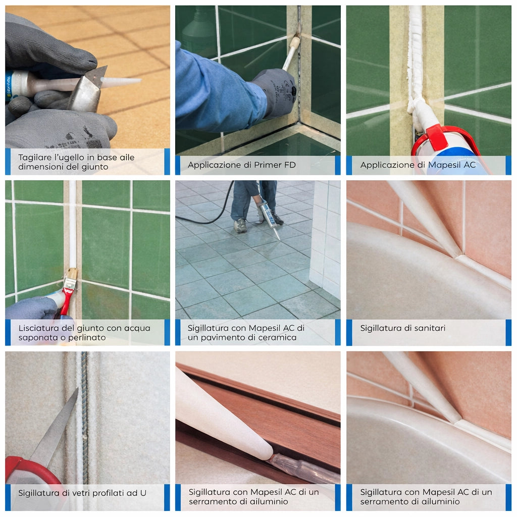 Mapei mapesil ac silicone acetico elastico resistente alla muffa 310 ml 6 pezzi *** colore- lilla chiaro - 163, confe...