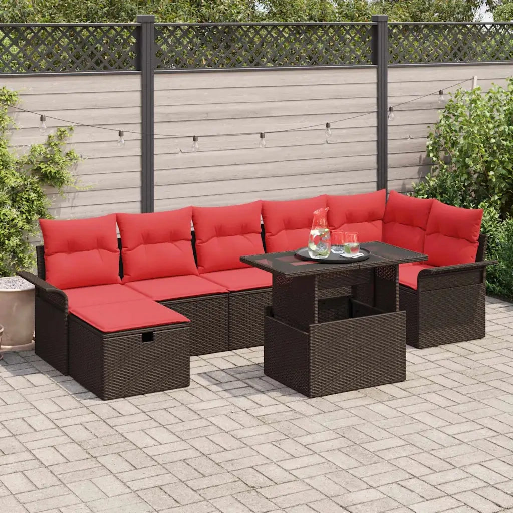 Set Divano da Giardino con cuscino 8 pcs Marrone Poly Rattan 3361023
