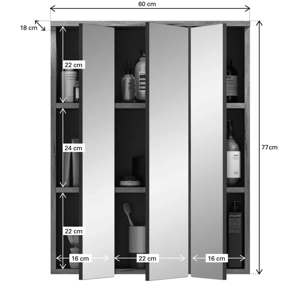 Mobile contenitore con specchi – Rovere chiaro – SELMA