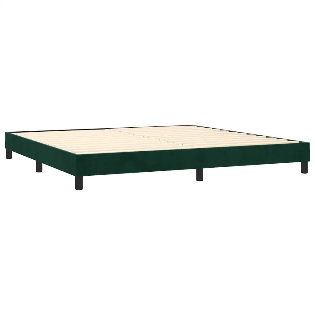 Letto a Molle con Materasso e LED Verde Scuro 200x200cm Velluto