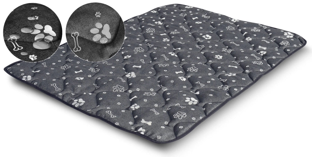 AIO FACTORY 120x80 cm Tappetino per cuccia per cani impermeabile Silver Bones