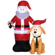Decorazione natalizia per giardino Babbo Natale gonfiabile con cane luci LED soffiatore incluso 117 x 80 x 157 cm