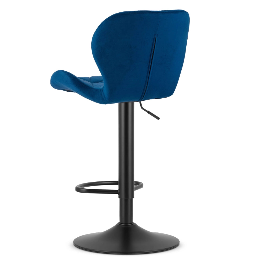 Sgabello VALORA WEST - Velluto blu navy con base nera x 2