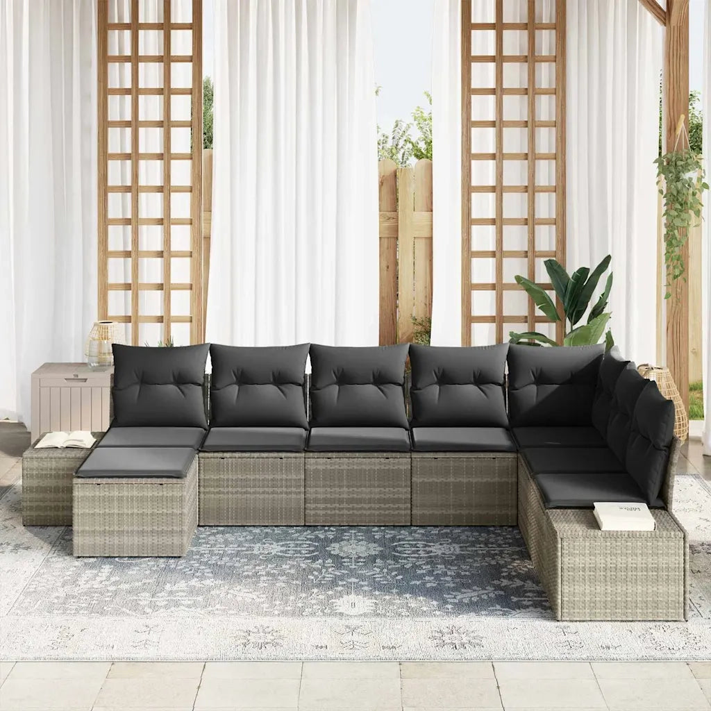 Set Divano da Giardino 8 pcs Grigio chiaro polyrattan 3355851