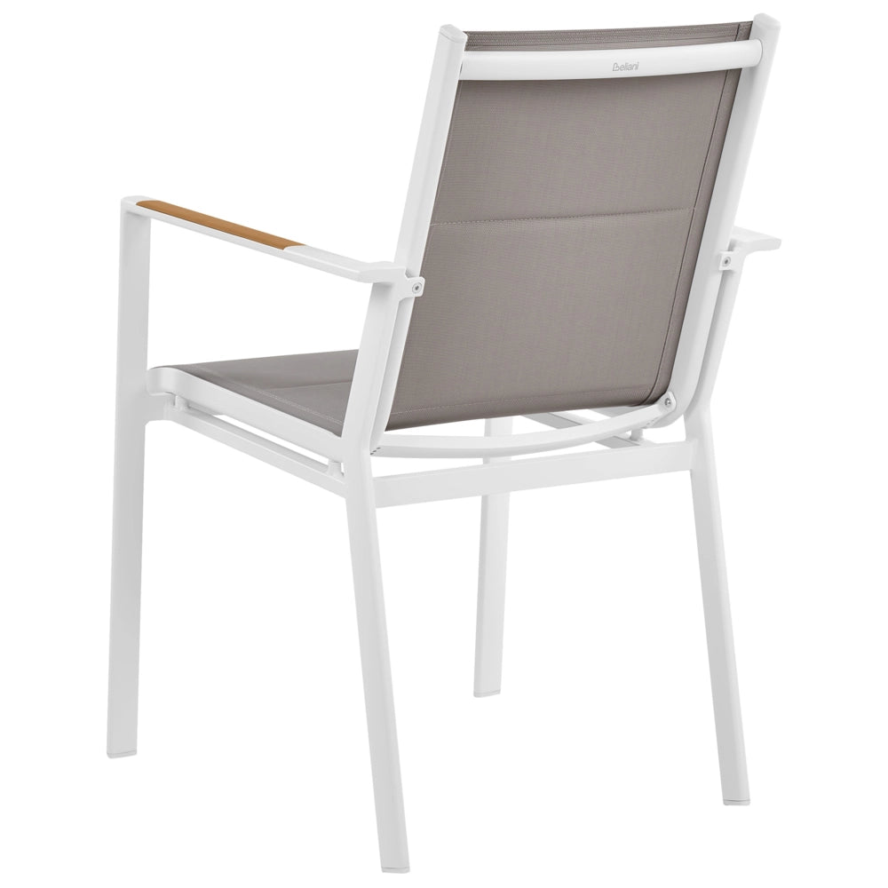 Set da pranzo 4 posti composto da tavolo in alluminio con piano in vetro ceramico grigio e sedie con cuscini grigi giardino terrazzo elegante