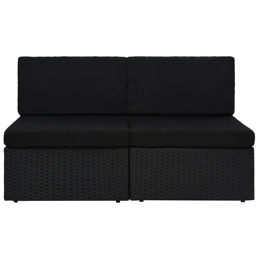 Divano Modulare a 2 Posti in Polyrattan Nero 49503