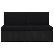 Divano Modulare a 2 Posti in Polyrattan Nero 49503
