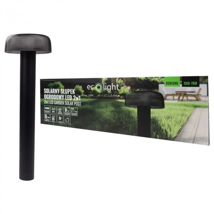 Paletto solare da giardino LED 2,5W 4000K USB‑C nero