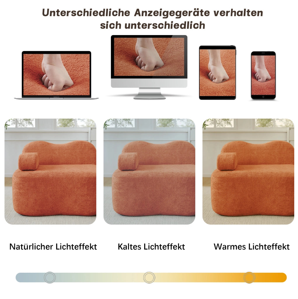 Pouf modulare in velluto arancione con schiuma ad alta resilienza
