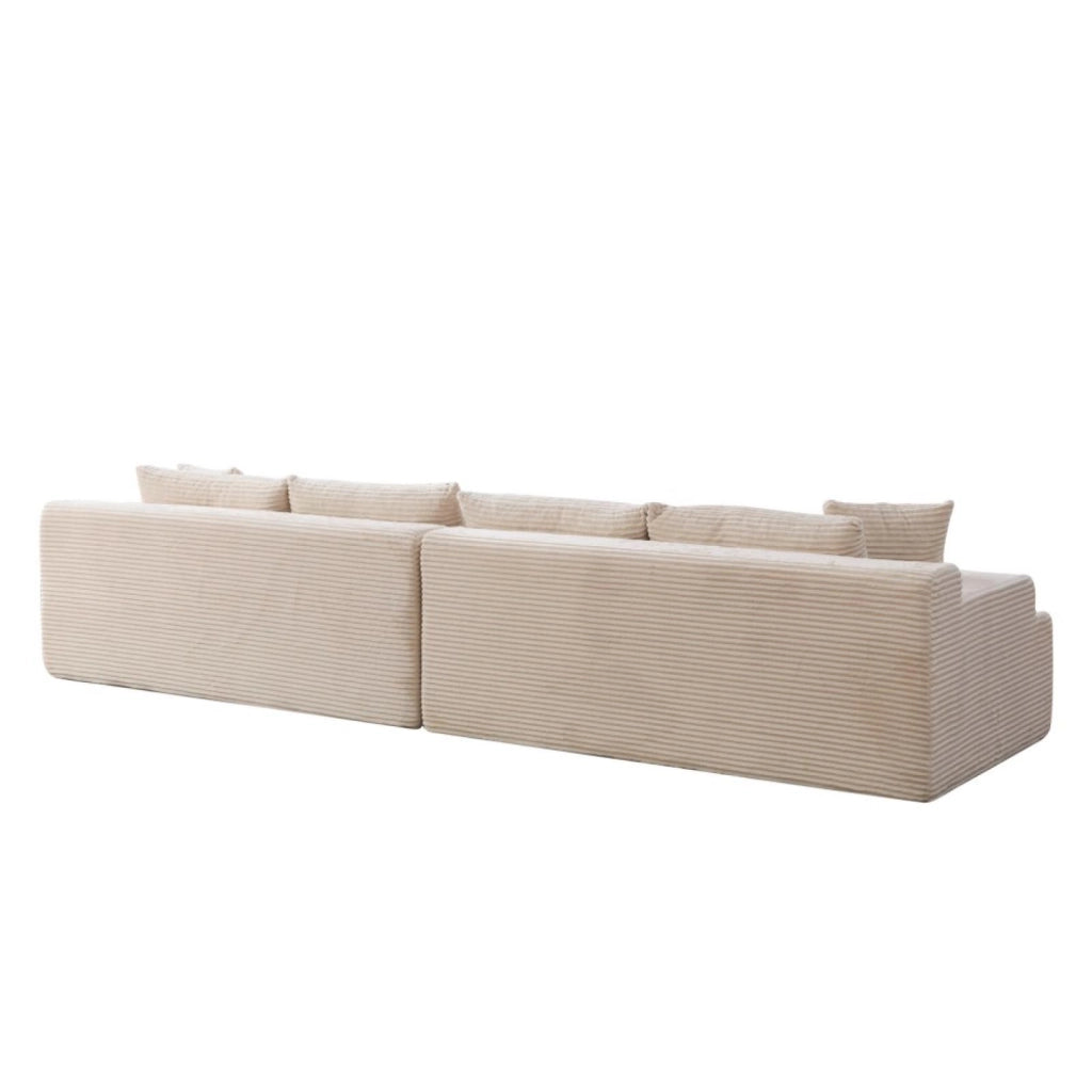 Divano modulare, divano compatto, tessuto chenille, schiuma ad alta elasticità 30D, base antiscivolo, 6 posti, bianco avorio