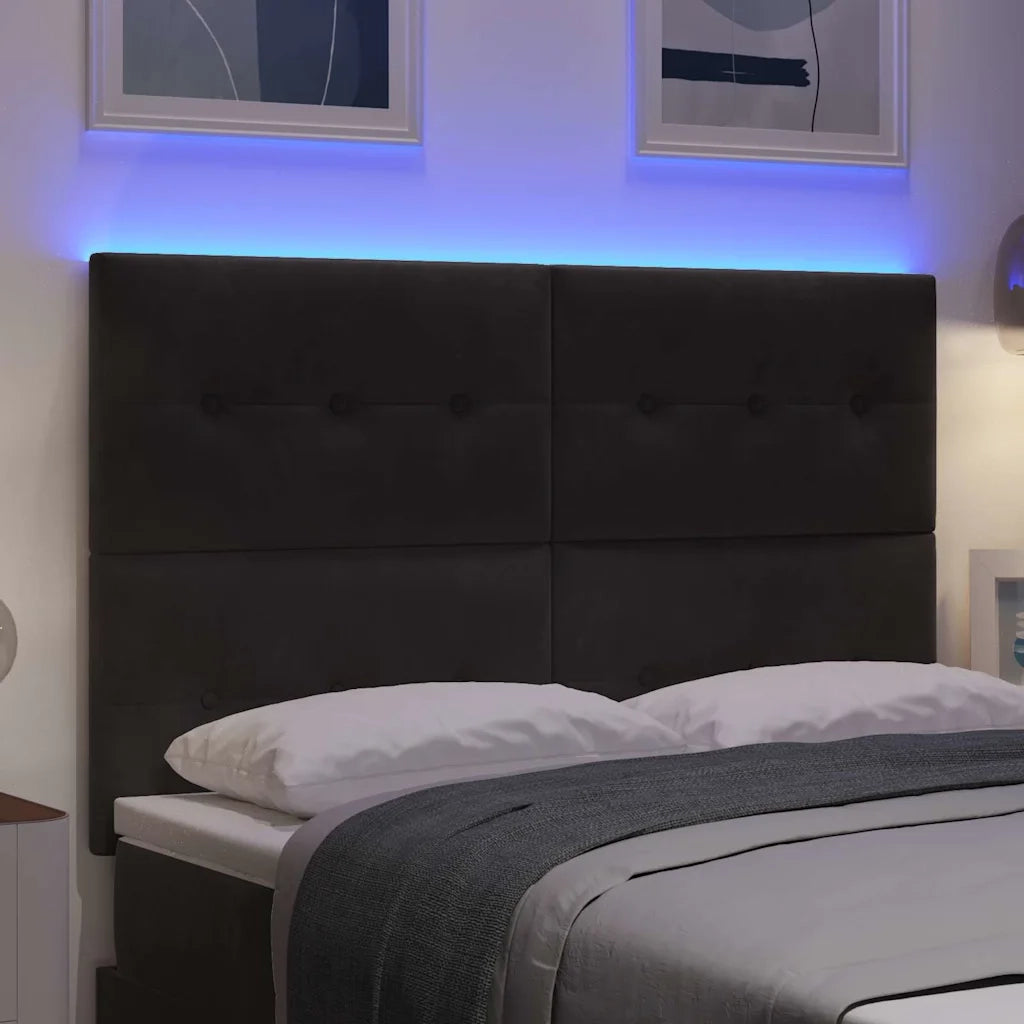 Testiera LED con strisce LED Nero 160 cm Velluto 3338445
