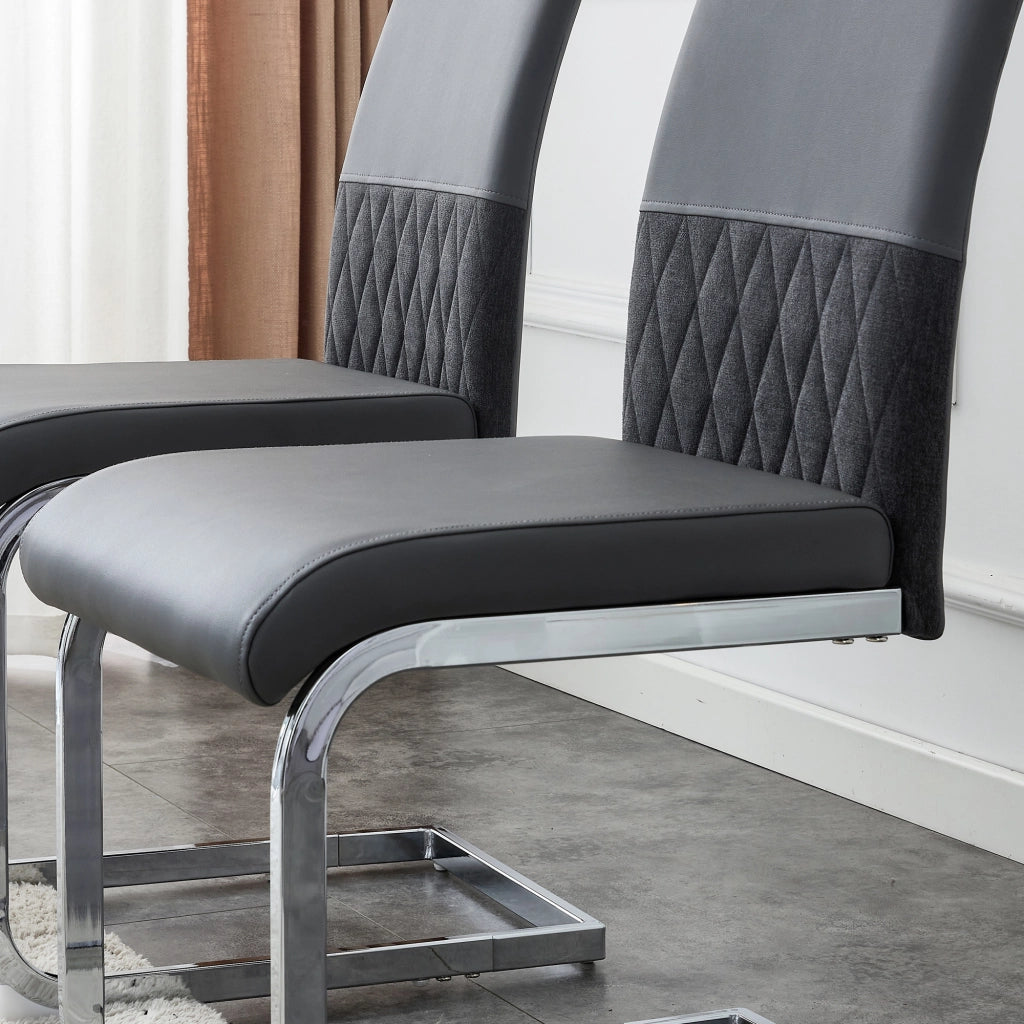 Sedie da Pranzo Set 4 Pezzi, Schienale Alto Imbottito in Ecopelle e Tessuto ¨C MINIMAL ¨C Grigio