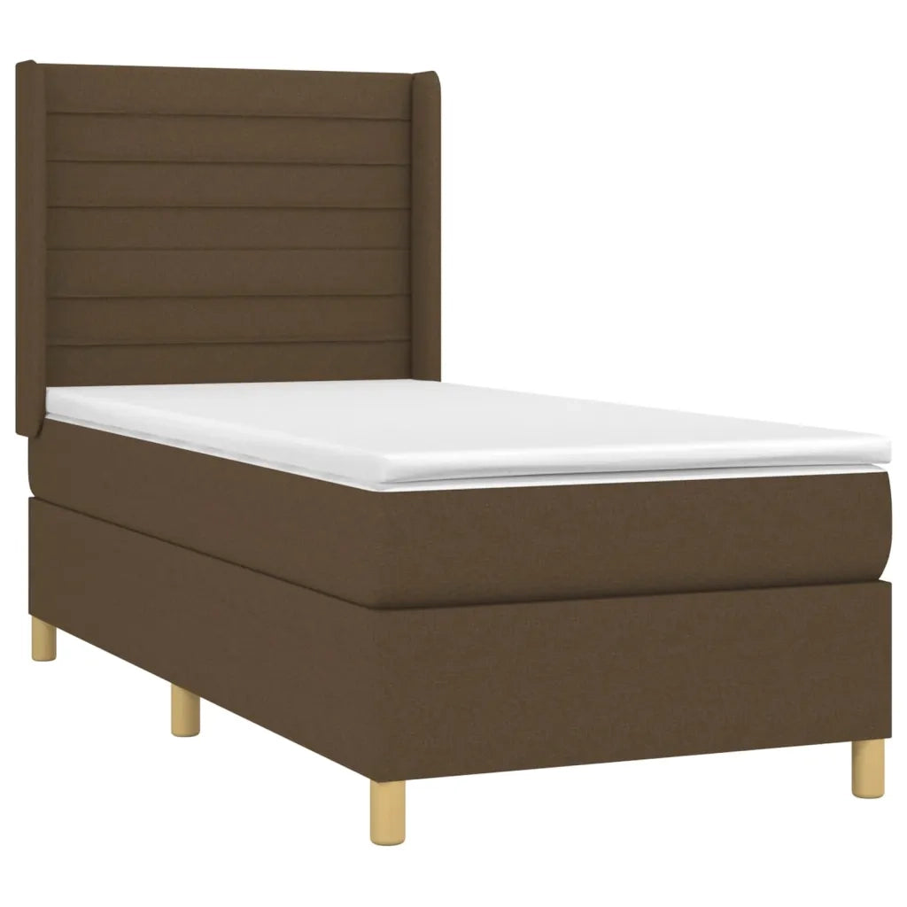 Giroletto a Molle con Materasso Marrone Scuro 90x190cm Tessuto 3132036