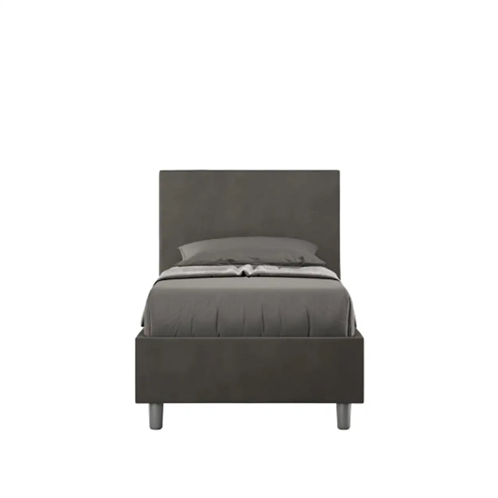 Letto singolo con rete imbottito 80x190 microfibra grigio Adele