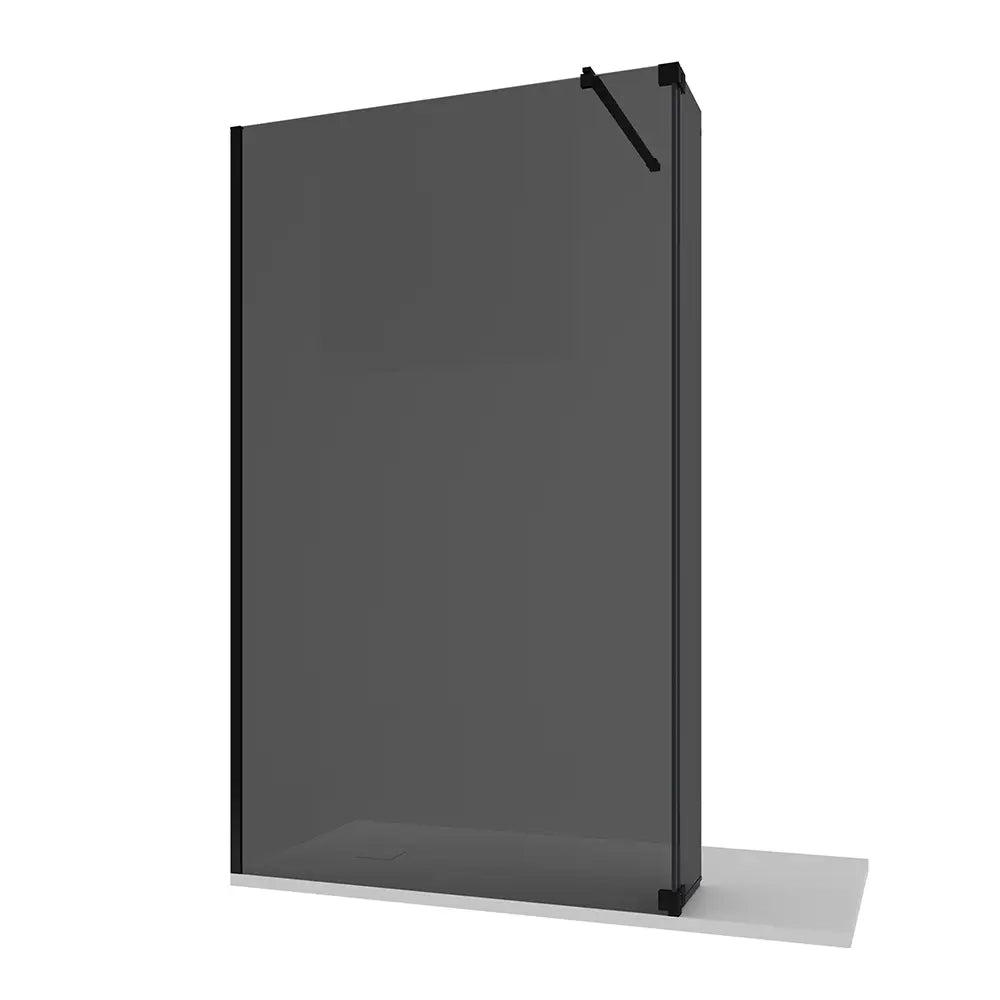 Doccia walk-in 120cm + anta 30cm vetro temperato anticalcare 10mm fumé profili neri | Naxos