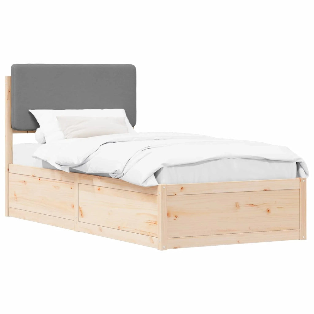 Letto con Testiera Rivestita Grigio chiaro 75 x 190 cm