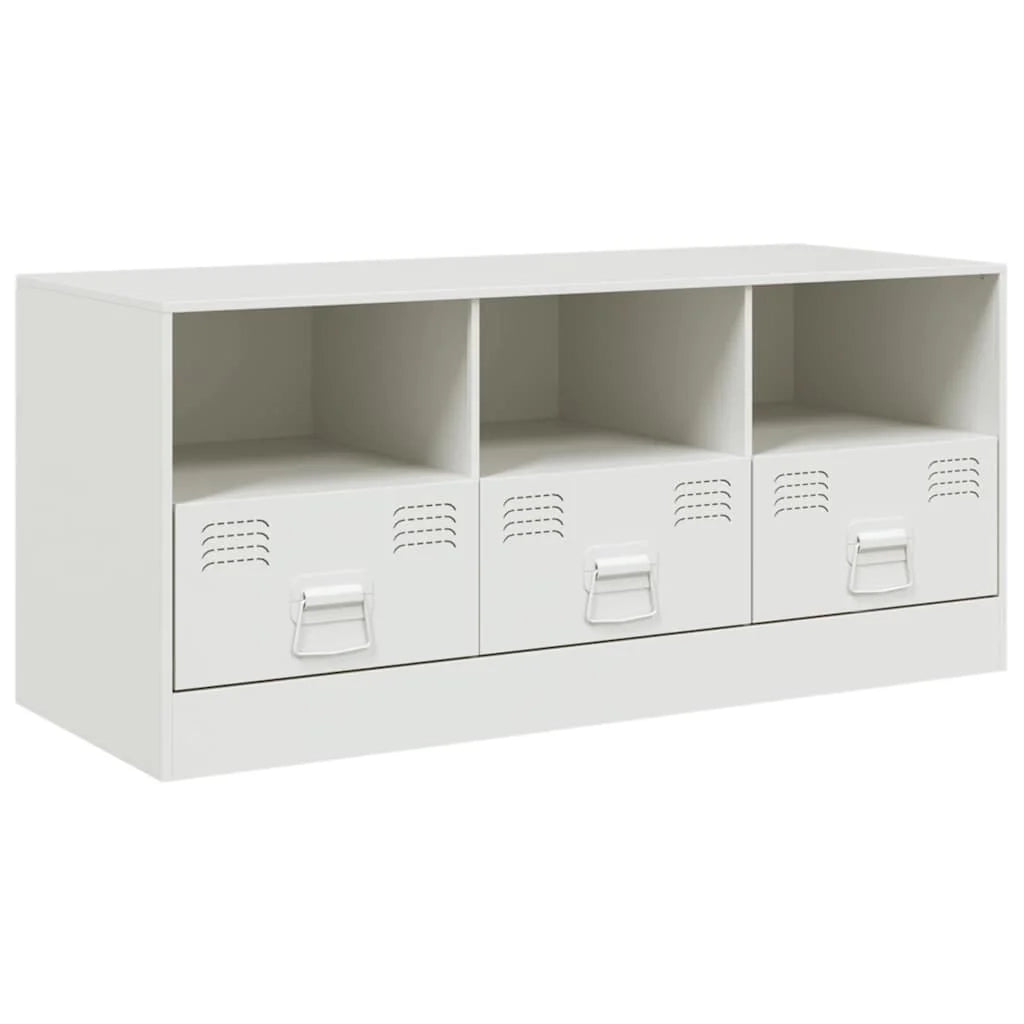 Mobile TV multimediale mensola TV credenza TV per sala da pranzo soggiorno camera da letto 99 x 39 x 44 cm acciaio bianco 02_0026367